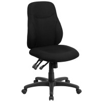 Flash Furniture BT-90297M-GG Mid-Back Black Fabric Multi-Functional Ergonomic Chair